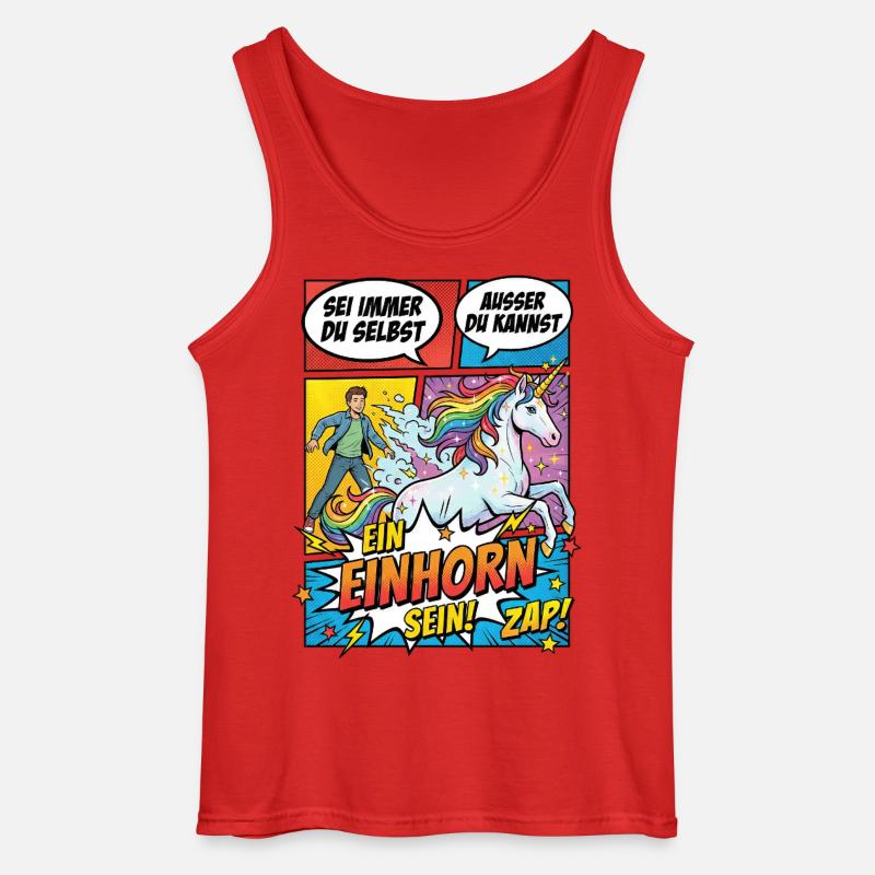 Einhorn Power im Pop-Comic - Gildan Männer Tank Top - Rot