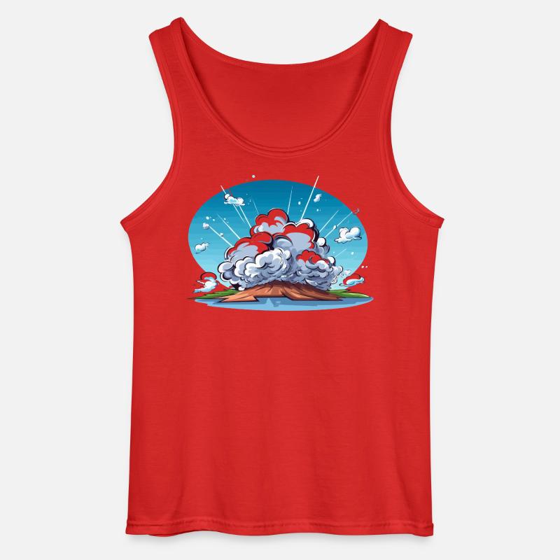 Comic Explosion im Landschaftspanorama - Gildan Männer Tank Top - Rot