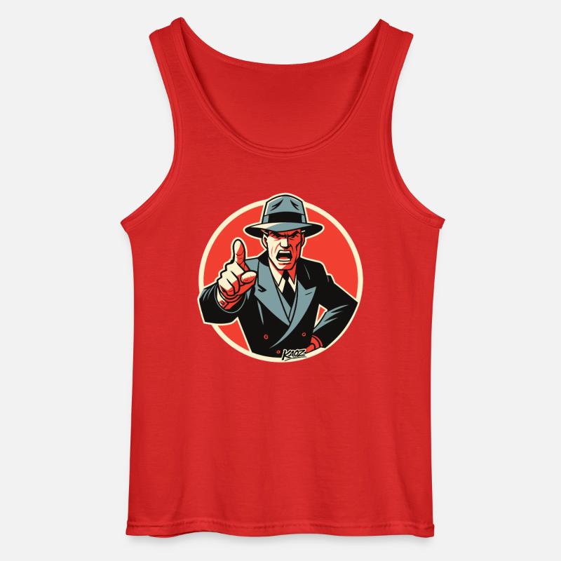 Retro-Noir-Mobster-Typ zeigt auf - Gildan Männer Tank Top - Rot