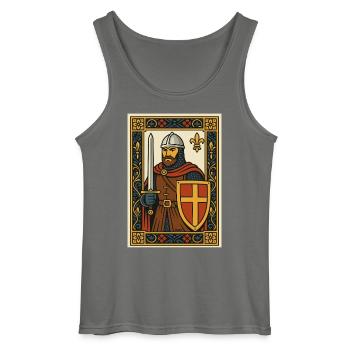 Medieval Knight Tile Emblem - Gildan Men’s Tank Top - charcoal grey - Front - AI Model Male 185 dark (185cm)