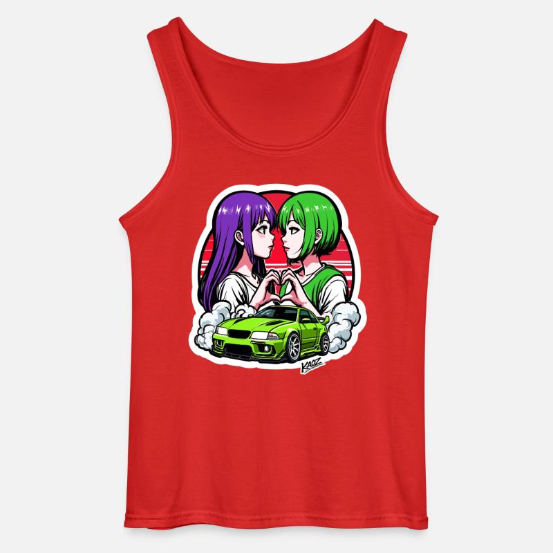 Neon Duo Heart Car Drift - Canotta da uomo Gildan - rosso