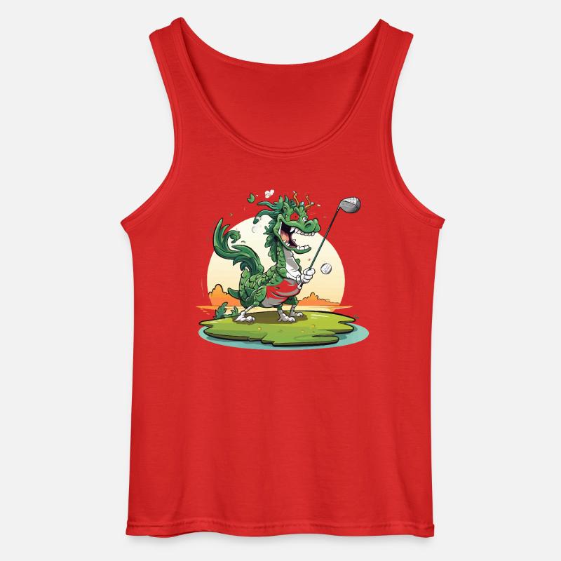 Golfender Drache am Tee - Gildan Männer Tank Top - Rot