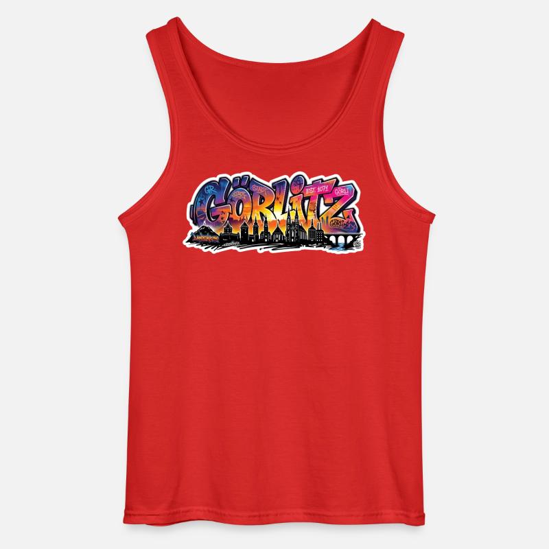 Görlitz  Skyline Graffiti-Sehenswürdigkeiten - Gildan Männer Tank Top - Rot