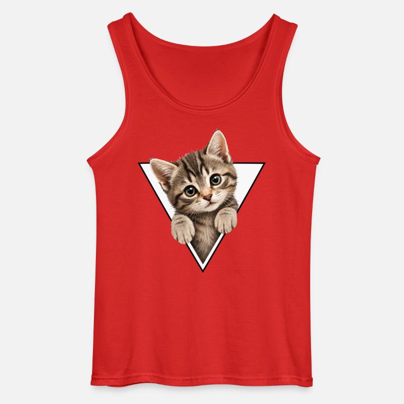 Kitten in the triangle - Gildan Men’s Tank Top - red