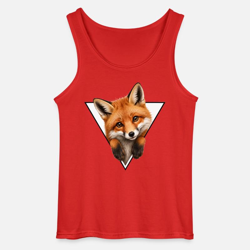Fox in Triangle Illustration - Gildan Men’s Tank Top - red