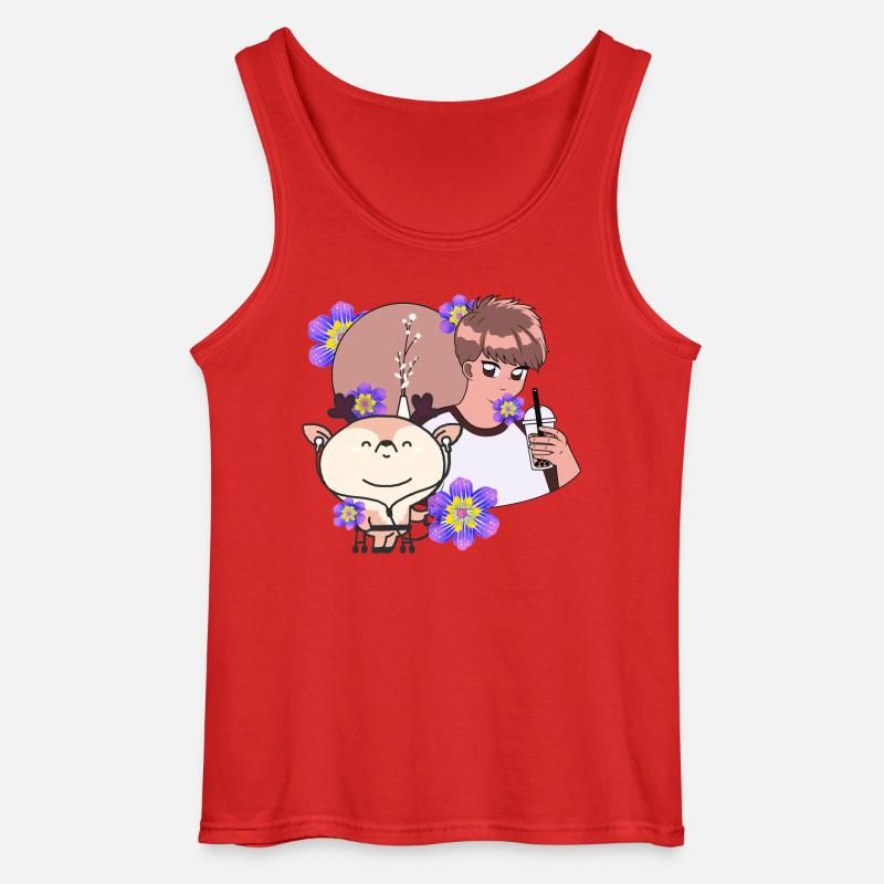Bubble Tea Time & Reh mit Walker - Gildan Männer Tank Top - Rot