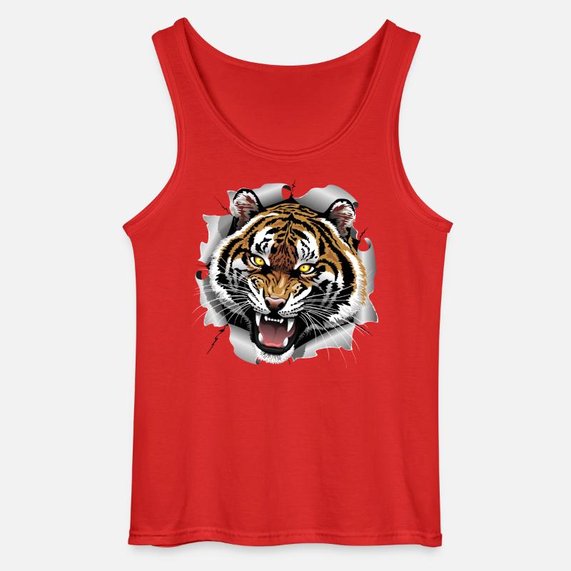 Tiger Roaring Attack - Gildan Men’s Tank Top - red