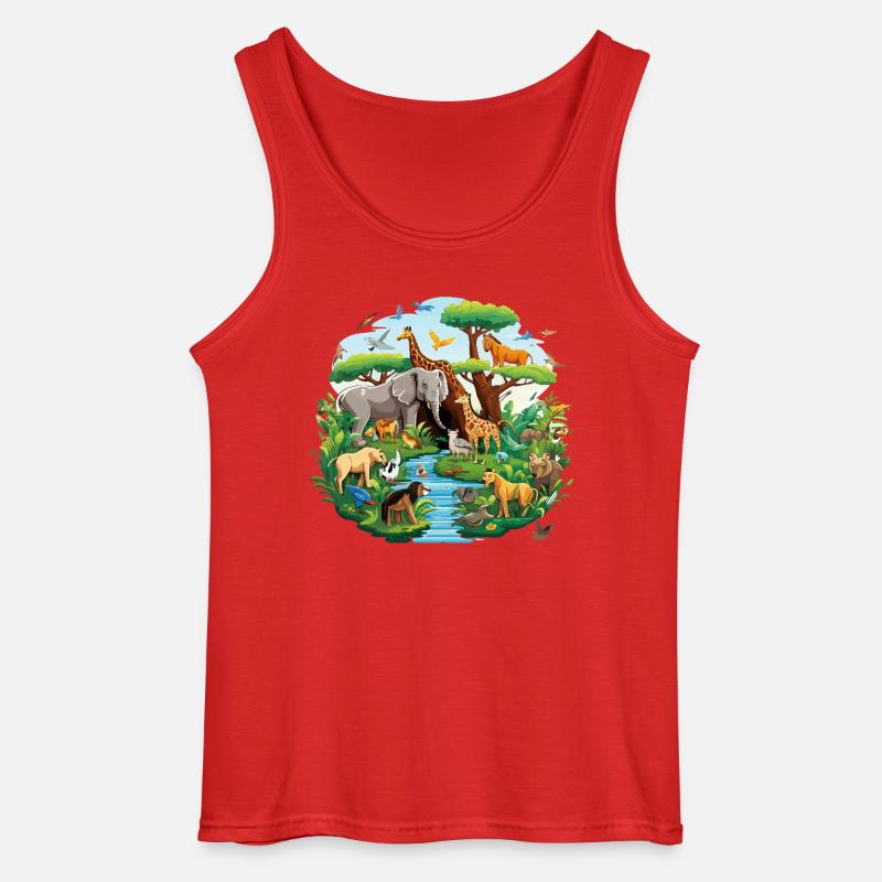 Dschungelpanorama der Tierwelt - Gildan Männer Tank Top - Rot