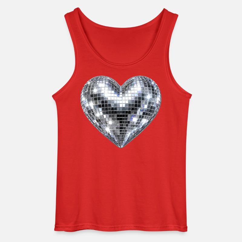 Heart Disco Glitter - Gildan Men’s Tank Top - red