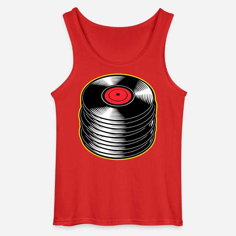 Stack d’albums vinyles - Débardeur Gildan Homme - rouge