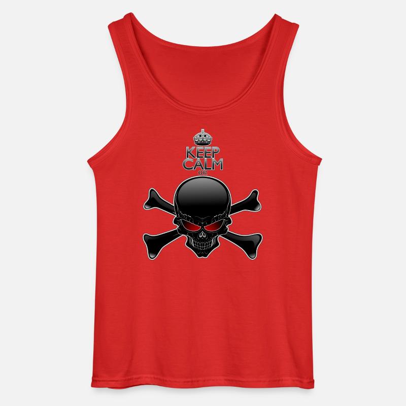 Bleib ruhig oder sterbe, Schwarzer Schädel - Gildan Männer Tank Top - Rot