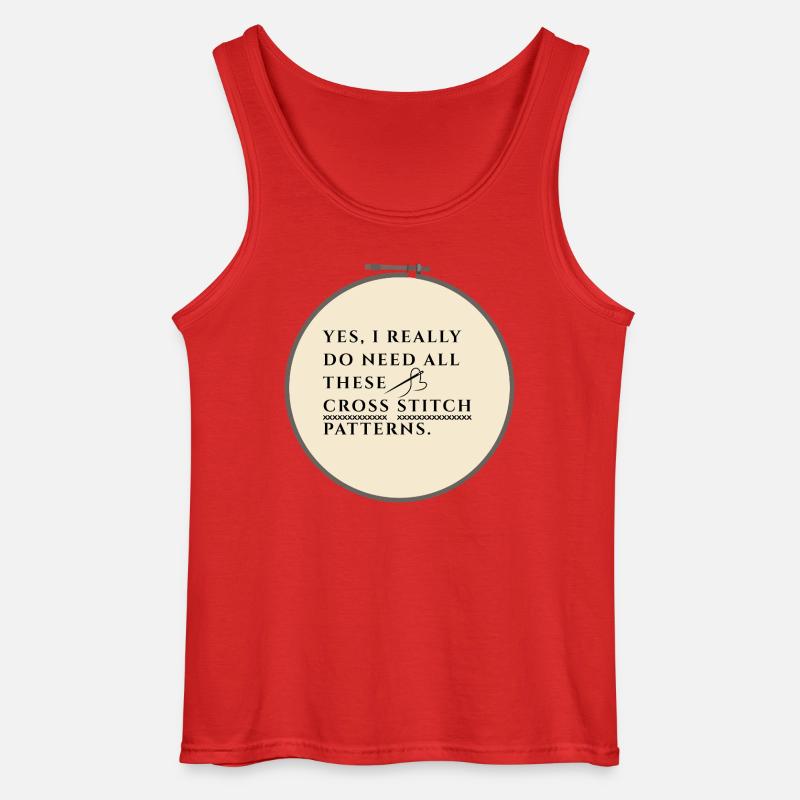 Cross Stitch Pattern Obsession - Gildan Men’s Tank Top - red