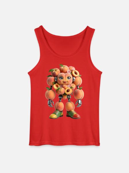 Niedlicher Pfirsichfrucht-Roboter mit Blumen - Gildan Männer Tank Top - Rot