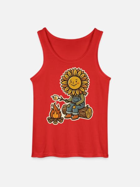 Sunflower Campfire Marshmallow Camping - Gildan Men’s Tank Top - red