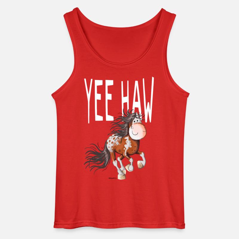 Yee Haw Pferd - Appaloosa - Wildpferd - Comic - Gildan Männer Tank Top - Rot