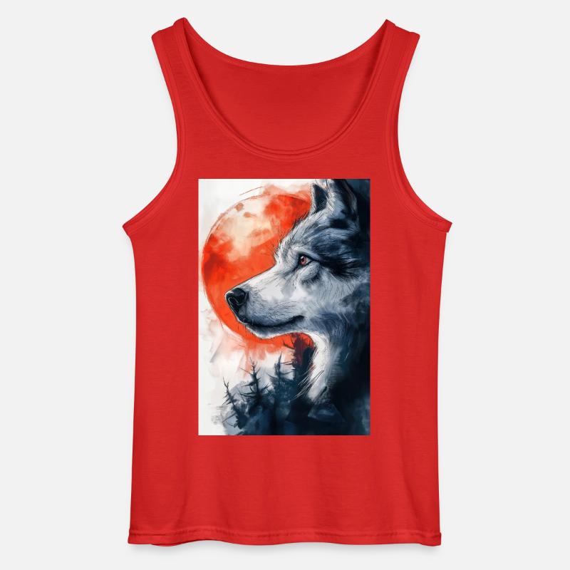 Illustration eines Wolfes - Gildan Männer Tank Top - Rot