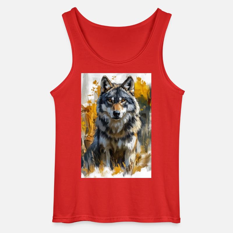 Illustration eines Wolfes - Gildan Männer Tank Top - Rot