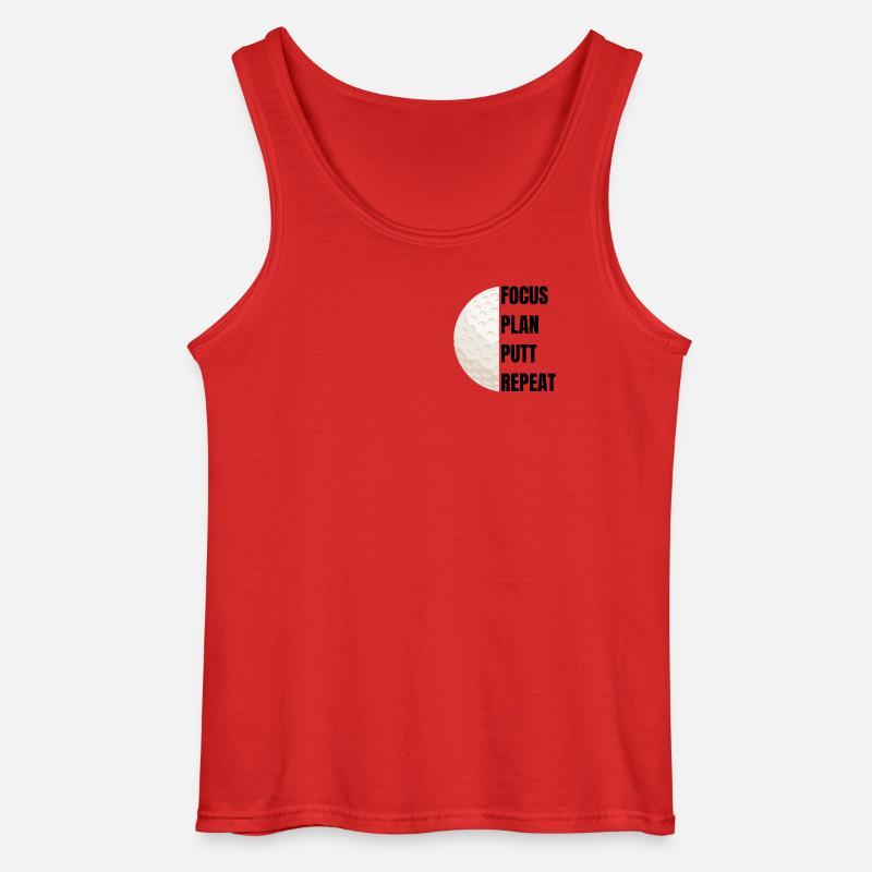 Focus Plan Putt Repeat – Golfslogan - Gildan Männer Tank Top - Rot
