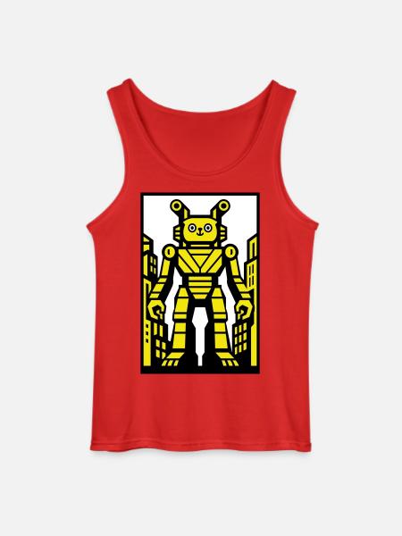 Cat Robot in Stadtlandschaft - Gildan Männer Tank Top - Rot