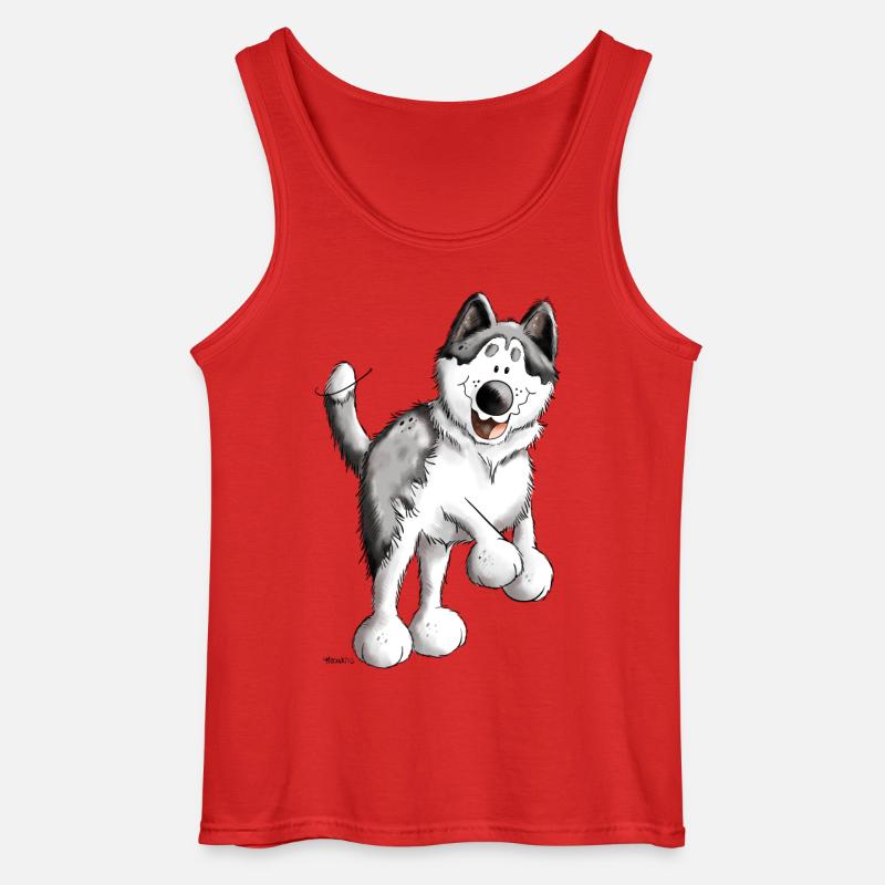 Fröhlicher Husky - Gildan Männer Tank Top - Rot