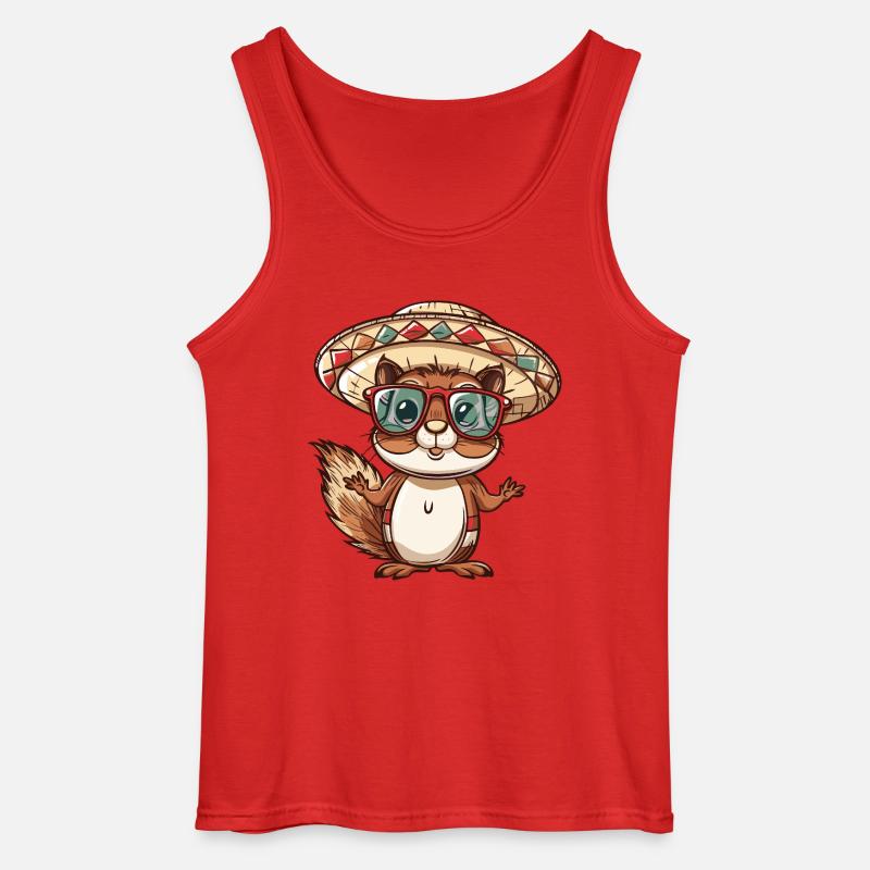 Squirrel Comic Funny Sombrero - Gildan Men’s Tank Top - red