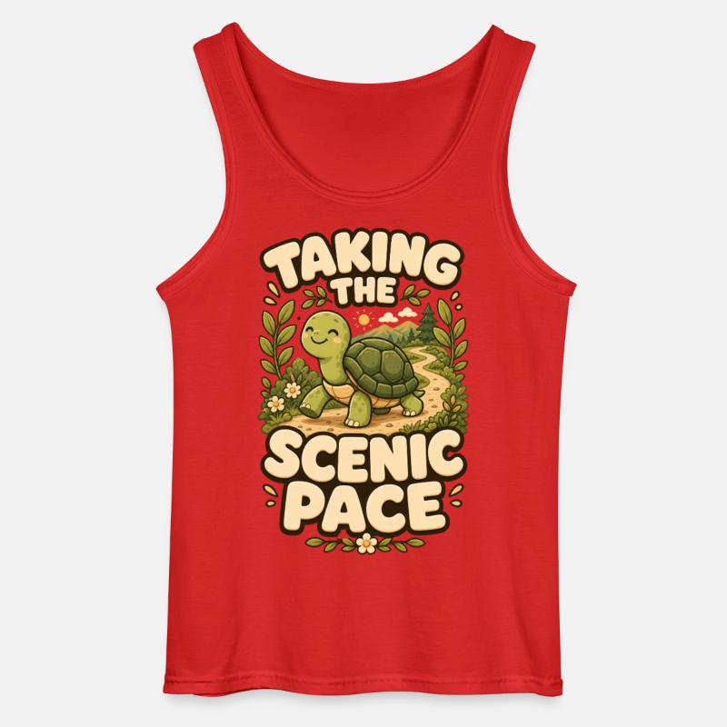 Taking The Scenic Pace Turtle - Gildan Men’s Tank Top - red