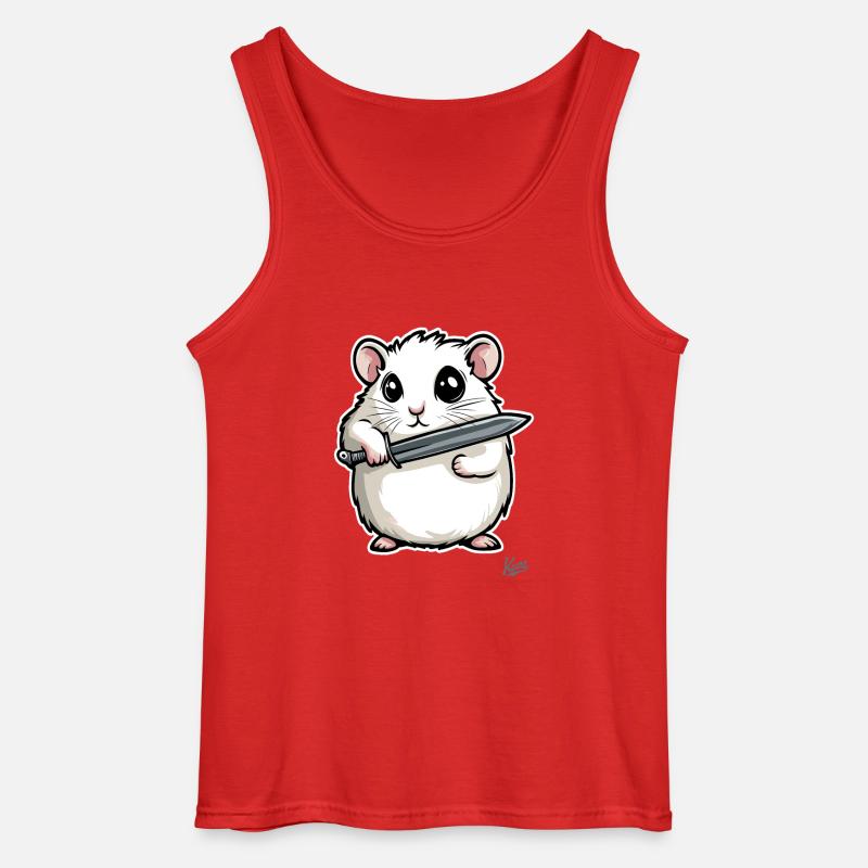 Lustiger Hamster mit Messer - Gildan Männer Tank Top - Rot