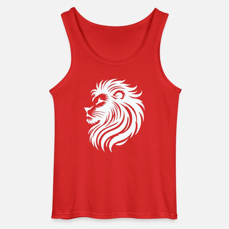 Löwe Zeichnung Tier - Gildan Männer Tank Top - Rot