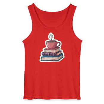 Café et piles de livres - Débardeur Gildan Homme - rouge - Devant - AI Model Male 185 dark (185cm)