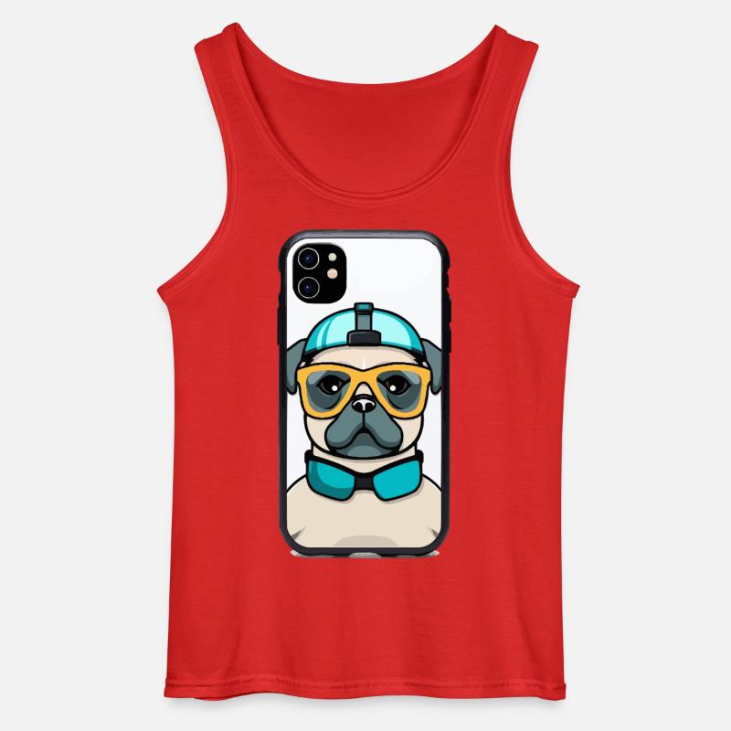 Pug mit Schnorchel und Brille - Gildan Männer Tank Top - Rot