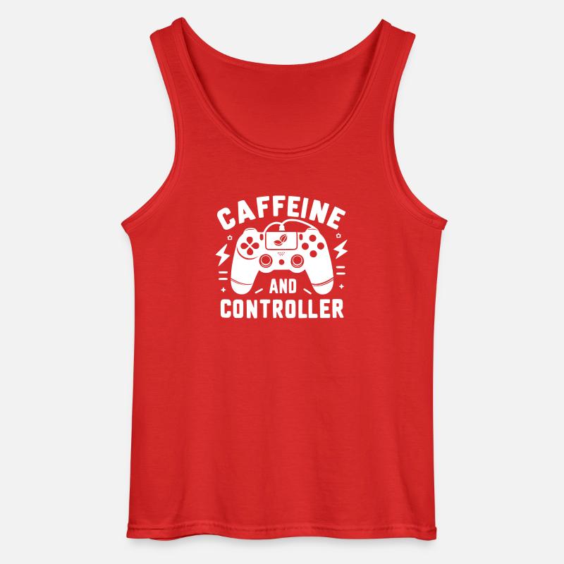 Caffeine and Controller - Gildan Men’s Tank Top - red