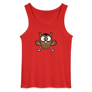 Owl Eagle Owl Jumps Funny, Jumping Jack Flies Flutters - Gildan Men’s Tank Top - red - Front - AI Model Male 185 dark (185cm)