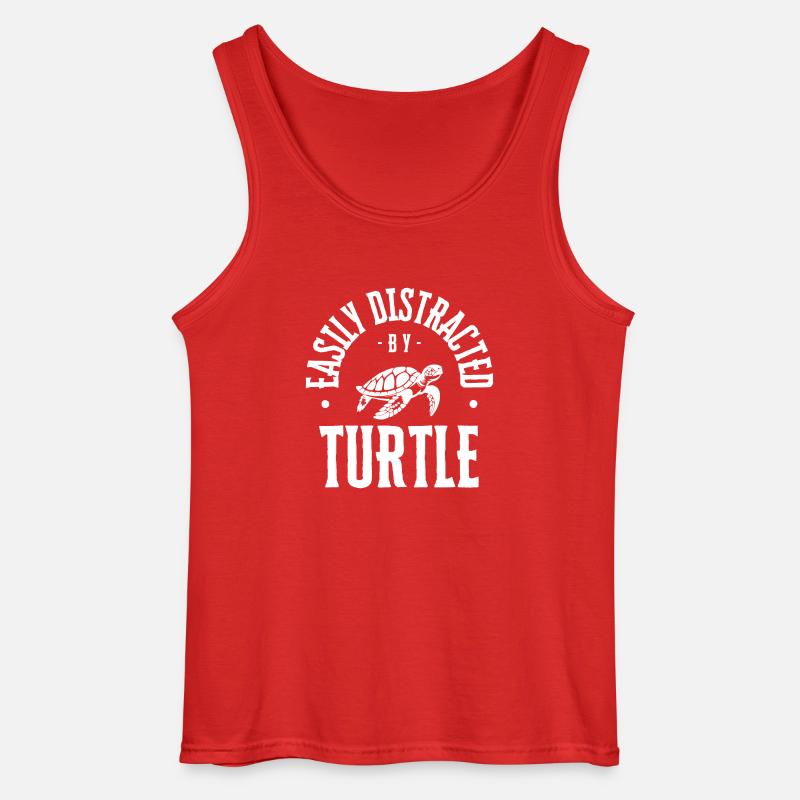 Easily Distracted by Turtle - Gildan Men’s Tank Top - red