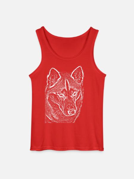 Wolfsblick Linienzeichnung Druckdesign Husky - Gildan Männer Tank Top - Rot