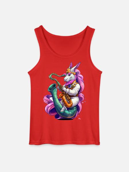 Sparkling Unicorn Saxophone - Gildan Men’s Tank Top - red