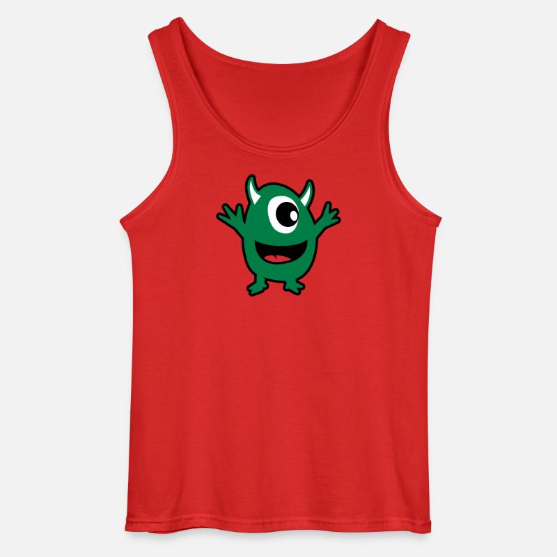 grönt monster - Gildan tanktopp herr - röd