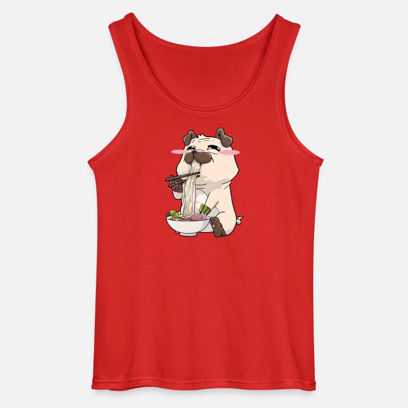 Mops isst Ramen - Gildan Männer Tank Top - Rot
