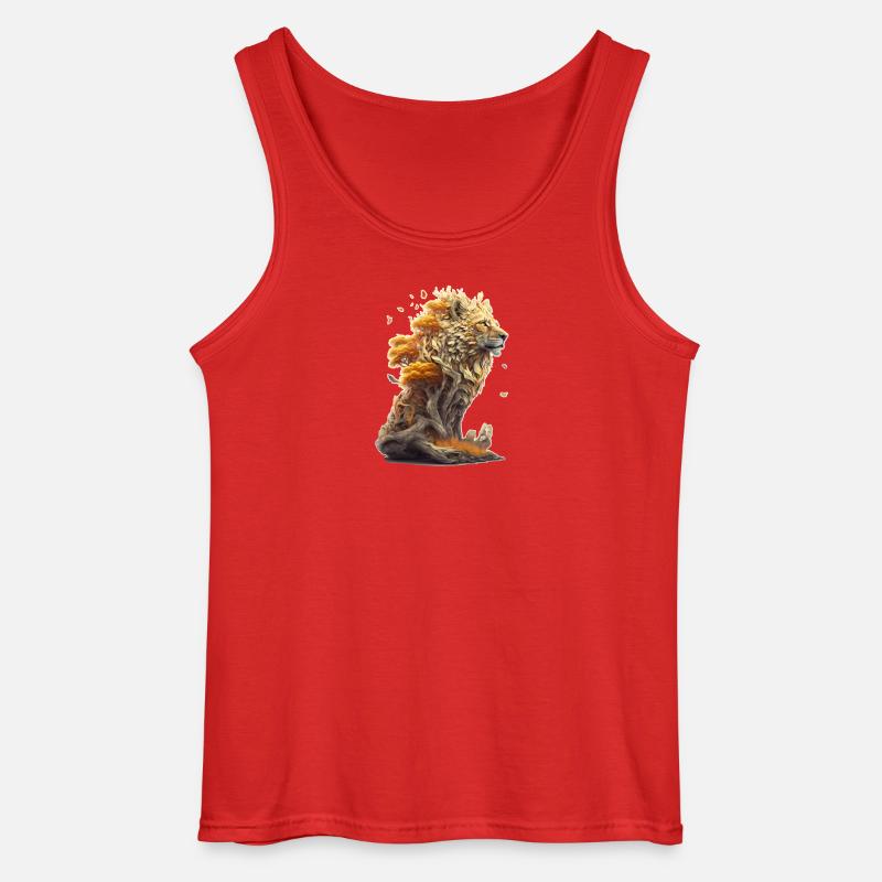 Löwe mit Savannen Elementen, Löwendesign - Gildan Männer Tank Top - Rot