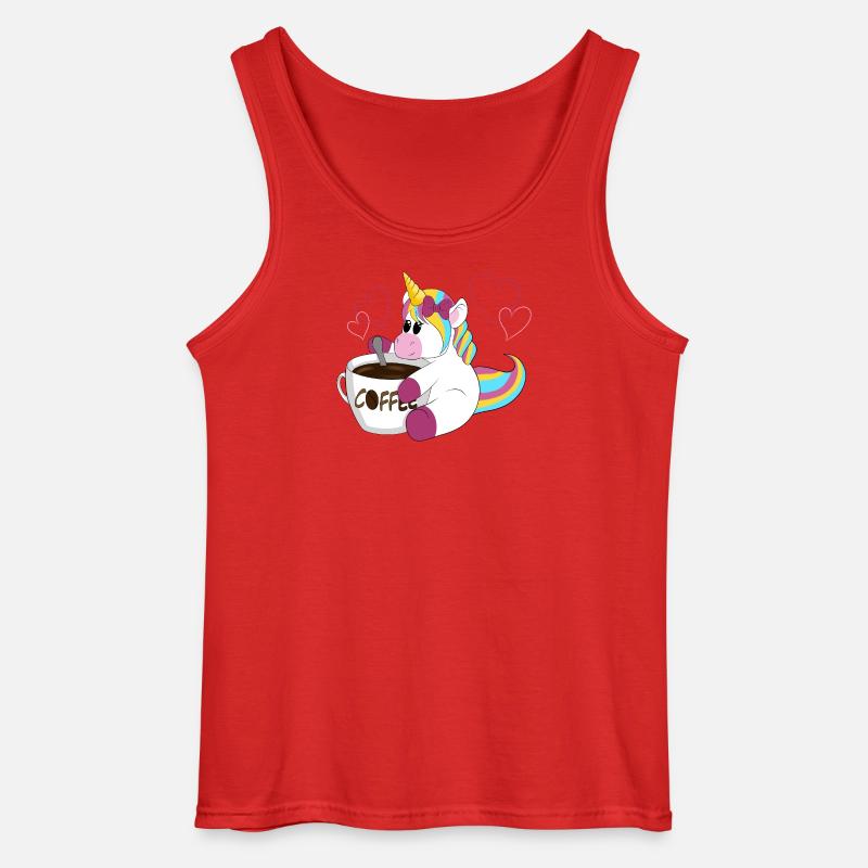 Regenbogen Einhorn Kaffeezauber - Gildan Männer Tank Top - Rot