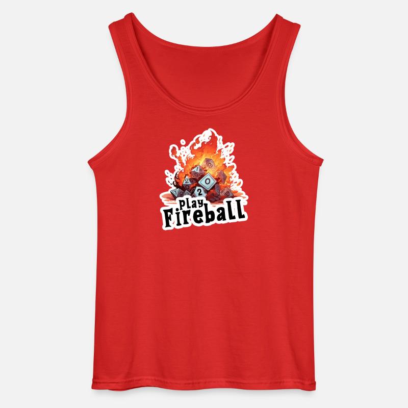 Exaggerated Fireball – Cube Chaos RPG - Gildan Men’s Tank Top - red