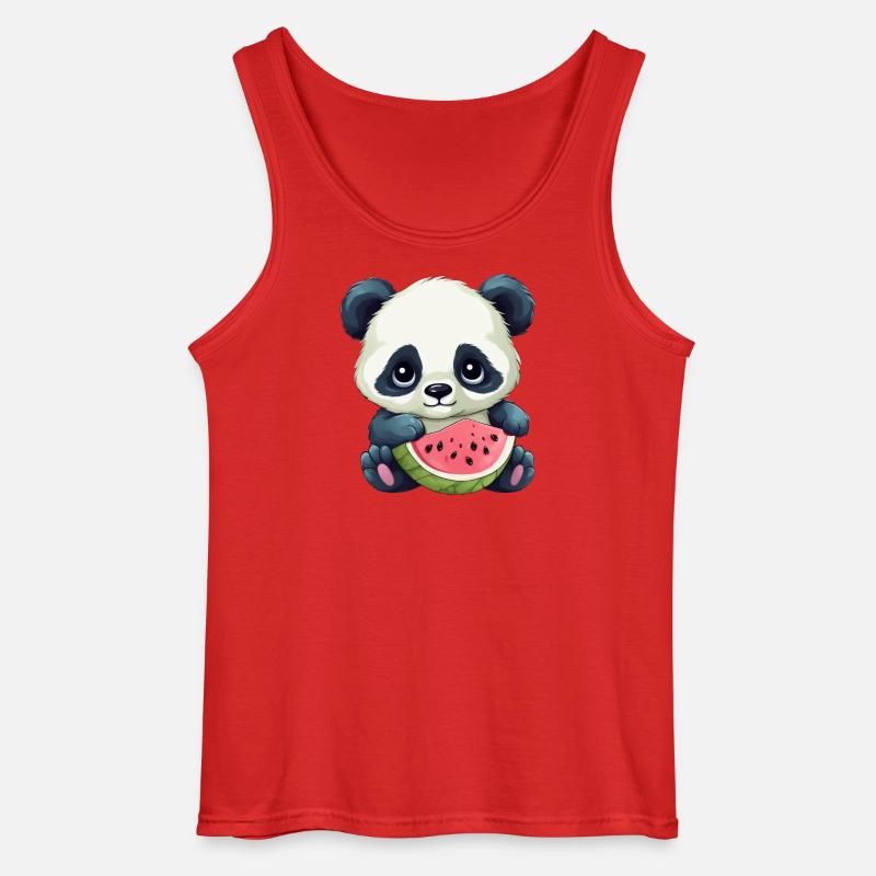 Süßes Panda mit Wassermelone - Gildan Männer Tank Top - Rot