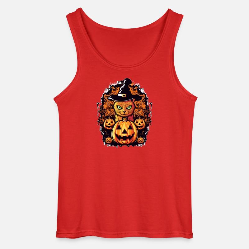 Cat Magic Halloween Design - Gildan Men’s Tank Top - red