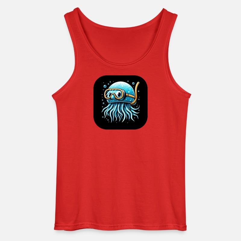 Krake mit Taucherbrille Comic - Gildan Männer Tank Top - Rot