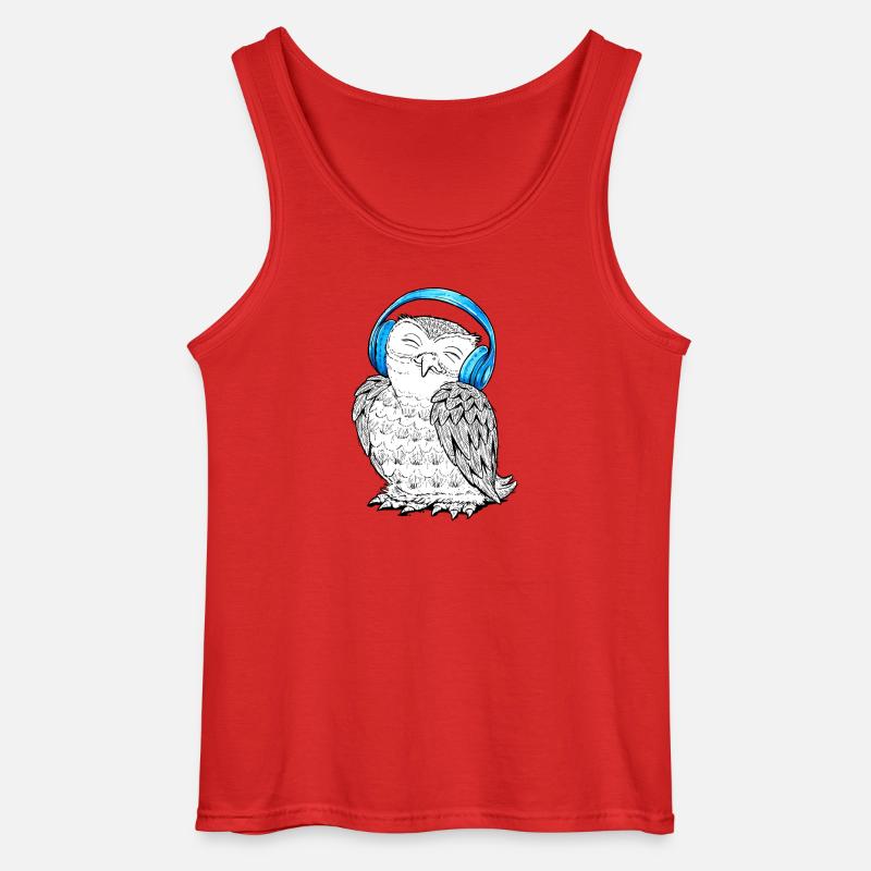Eule mit Kopfhörern - Gildan Männer Tank Top - Rot