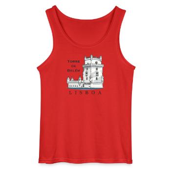 Lisbonne, Torre de Belem, Portugal, Dessin à la main - Débardeur Gildan Homme - rouge - Devant - AI Model Male 185 dark (185cm)