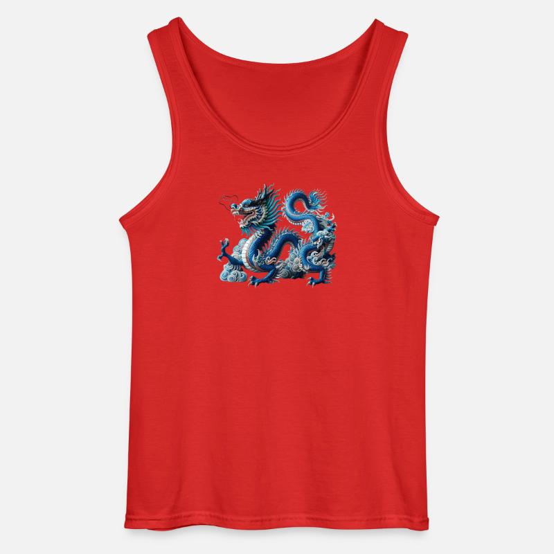 Blauer Drachen im Wolkenfluss - Gildan Männer Tank Top - Rot