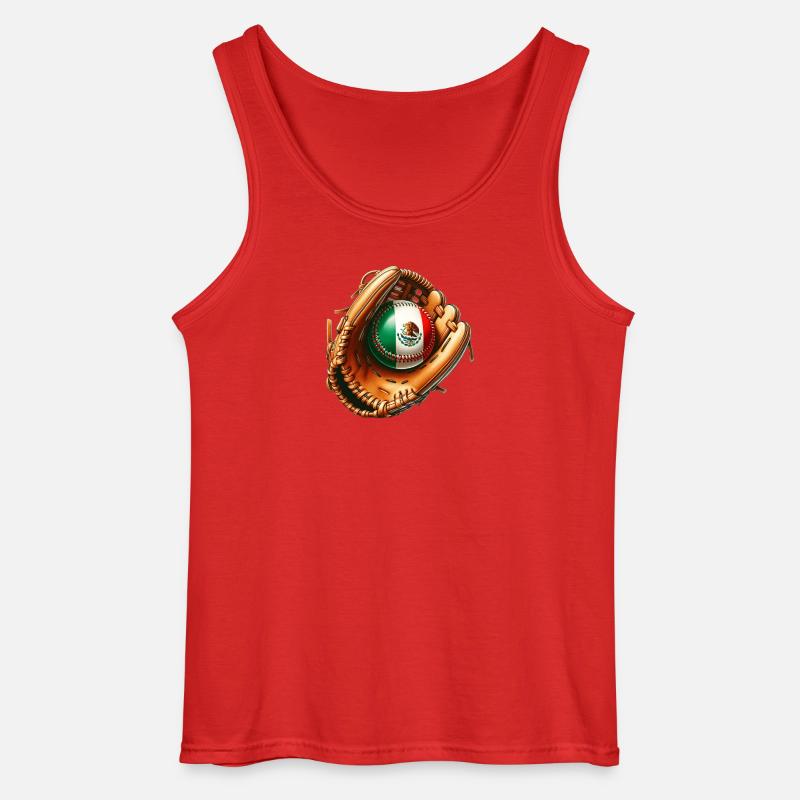 Mexiko Flagge Baseball Design - Gildan Männer Tank Top - Rot