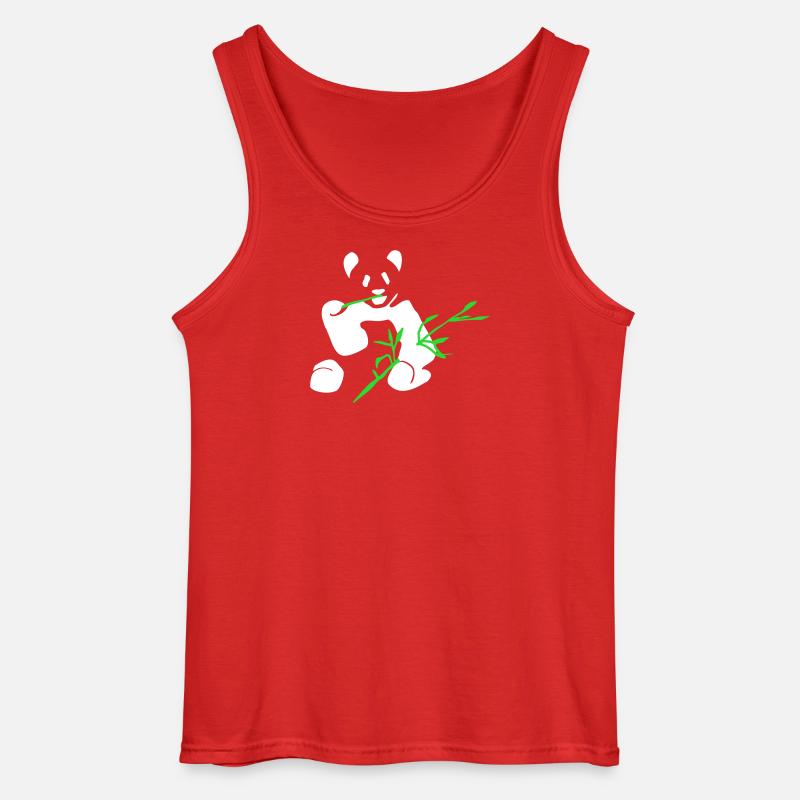Panda mit Bambus - Gildan Männer Tank Top - Rot