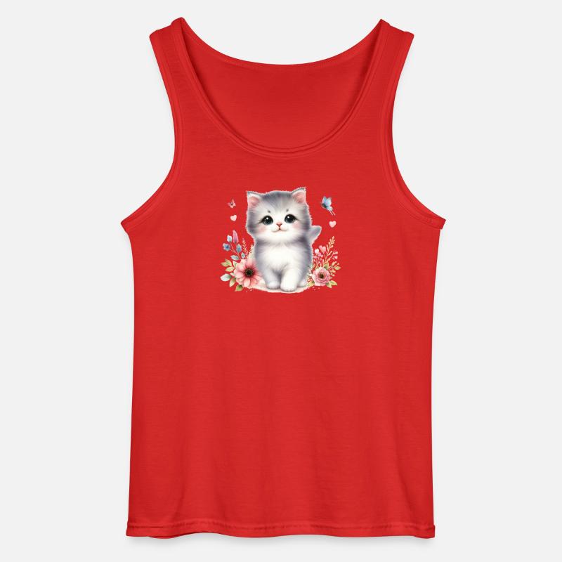 Süße Katze - Gildan Männer Tank Top - Rot