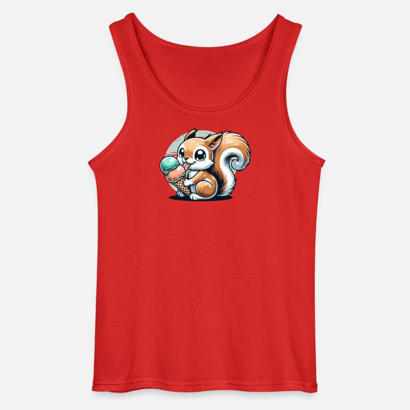 Niedliches Cartoon-Eichhörnchen mit Eiscreme - Gildan Männer Tank Top - Rot
